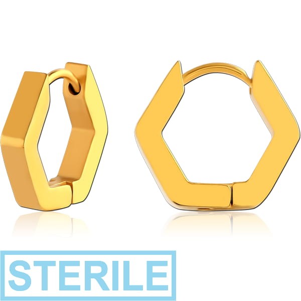 STERILE GOLD PVD COATED STAINLESS STEEL EAR CLICKER WITH SURGICAL STEEL1.0MM PIN