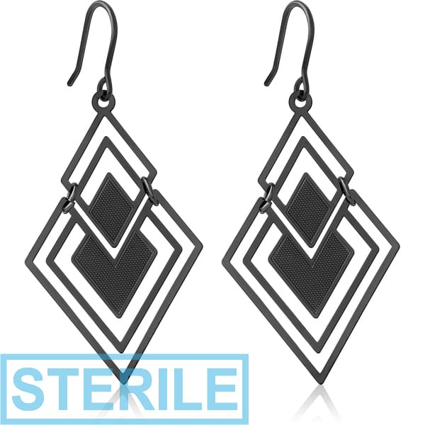 STERILE HEMETITE PVD COATED BRASS EARRINGS PAIR