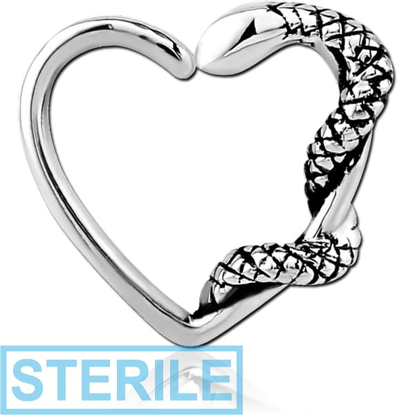 STERILE SURGICAL STEEL OPEN HEART SEAMLESS RING