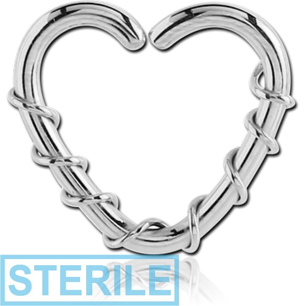 STERILE SURGICAL STEEL OPEN HEART SEAMLESS RING