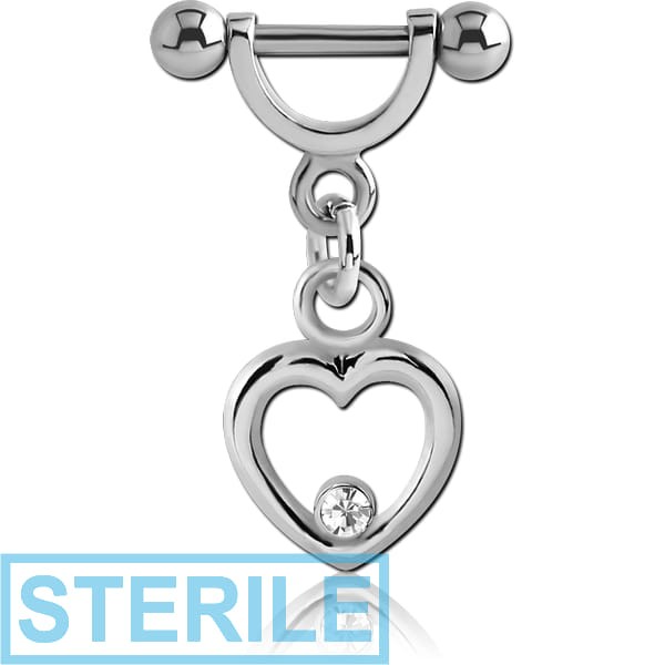 STERILE SURGICAL STEEL HELIX SHIELD WITH RHODIUM PLATED JEWELLED CHARM
