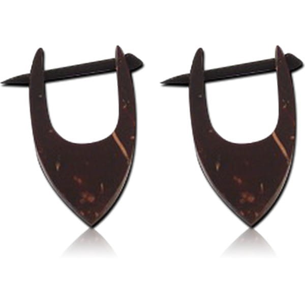 STERILE ORGANIC COCONUT SHELL TRIBAL EARRINGS PAIR