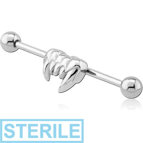 STERILE SURGICAL STEEL VAMPIRE FANGS INDUSTRIAL BARBELL