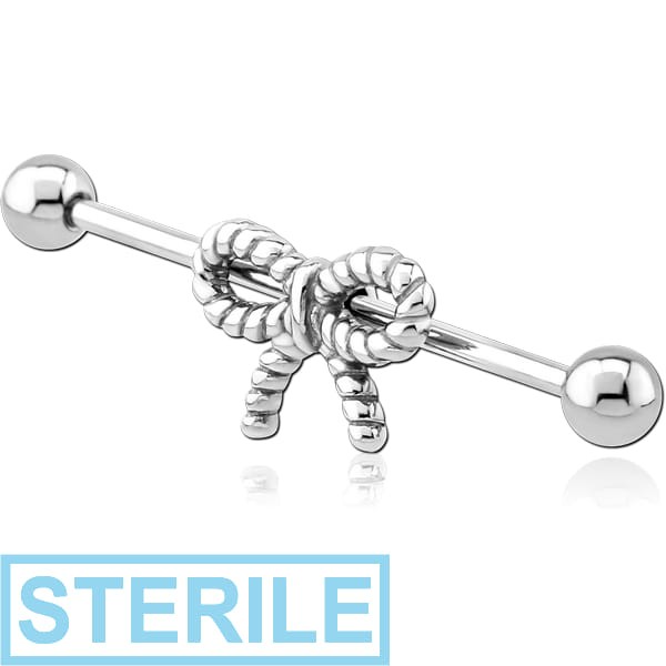 STERILE SURGICAL STEEL INDUSTRIAL BARBELL WITH ADJUSTABLE SLIDING CHARM