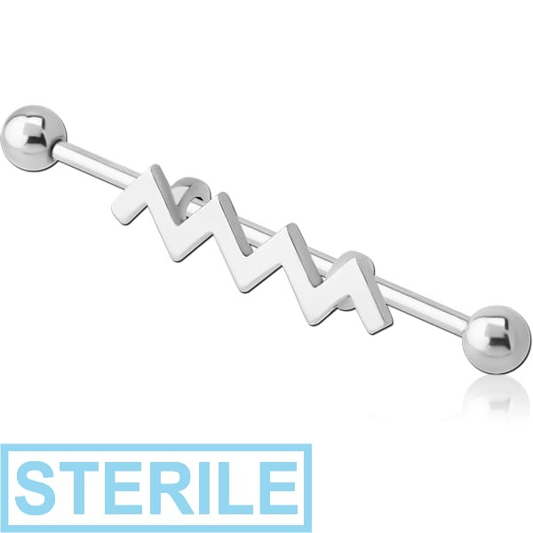 STERILE SURGICAL STEEL INDUSTRIAL BARBELL WITH ADJUSTABLE SLIDING CHARM