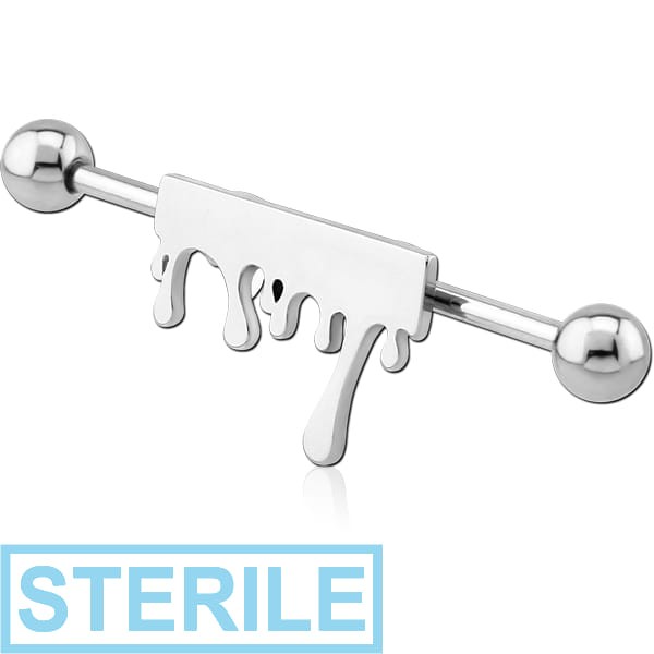 STERILE SURGICAL STEEL INDUSTRIAL BARBELL WITH ADJUSTABLE SLIDING CHARM