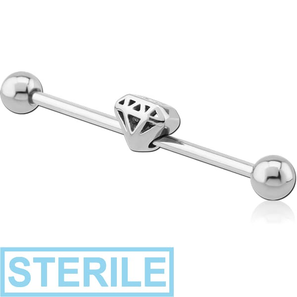 STERILE SURGICAL STEEL INDUSTRIAL BARBELL WITH ADJUSTABLE SLIDING CHARM