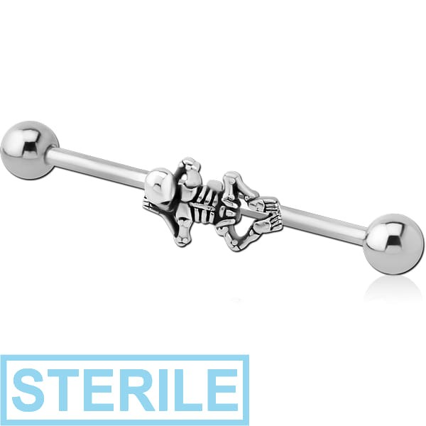 STERILE SURGICAL STEEL INDUSTRIAL BARBELL ADJUSTABLE SLIDING CHARM - SKELETON