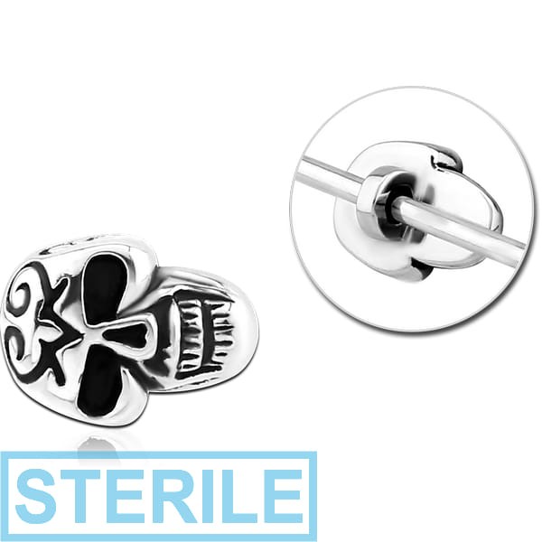 STERILE SURGICAL STEEL ADJUSTABLE SLIDING CHARM FOR INDUSTRIAL BARBELL - SKULL