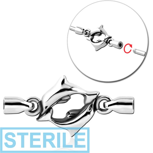 STERILE SURGICAL STEEL CHARM FOR INDUSTRIAL BARBELL - DOLPHIN