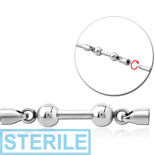 STERILE SURGICAL STEEL CHARM FOR INDUSTRIAL BARBELL - TWO BALL