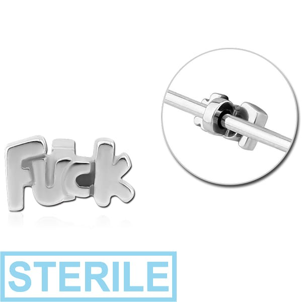 STERILE SURGICAL STEEL ADJUSTABLE SLIDING CHARM FOR INDUSTRIAL BARBELL - FUCK