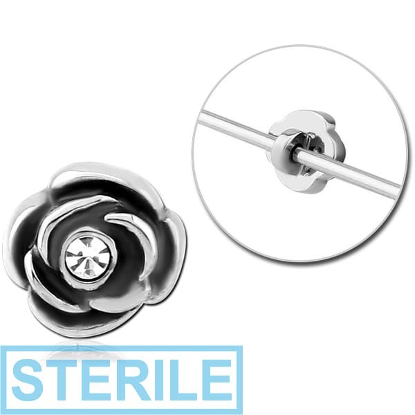 STERILE SURGICAL STEEL ADJUSTABLE SLIDING CHARM FOR INDUSTRIAL BARBELL - FLOWER