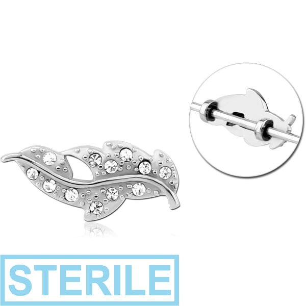 STERILE SURGICAL STEEL ADJUSTABLE SLIDING CHARM FOR INDUSTRIAL BARBELL - LEAVES