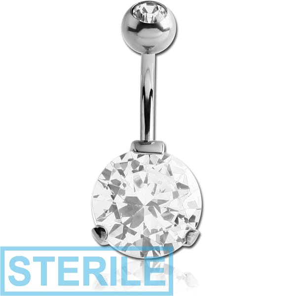 STERILE SURGICAL STEEL INTERNALLY THREADED DOUBLE JEWELLED ROUND 12 MM NAVEL BANANA
