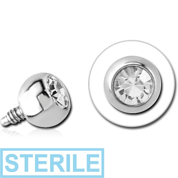 STERILE SURGICAL STEEL OPTIMA CRYSTAL JEWELLED BALL FOR 1.6MM INTERNALLY THREADED PIN