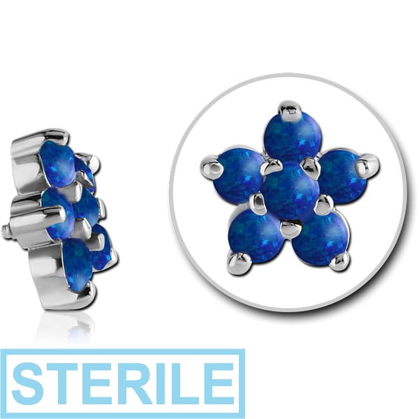 STERILE SURGICAL STEEL INTERNALLY THREADED SYNTHETIC OPAL FLOWER LARET