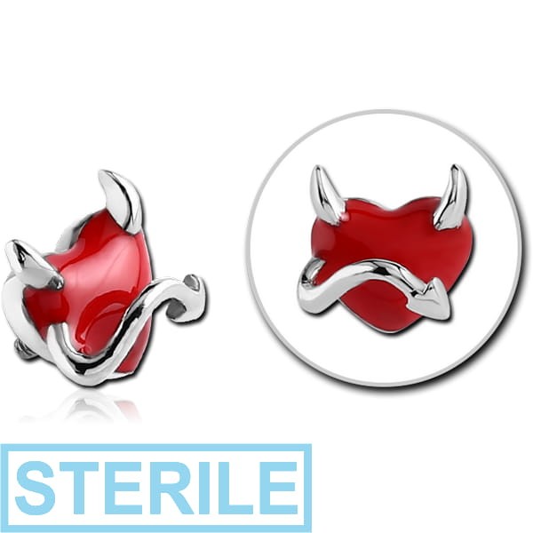 STERILE SURGICAL STEEL ATTACHMENT WITH ENAMEL FOR 1.6MM INTERNALLY THREADED PINS - DEVIL HEART