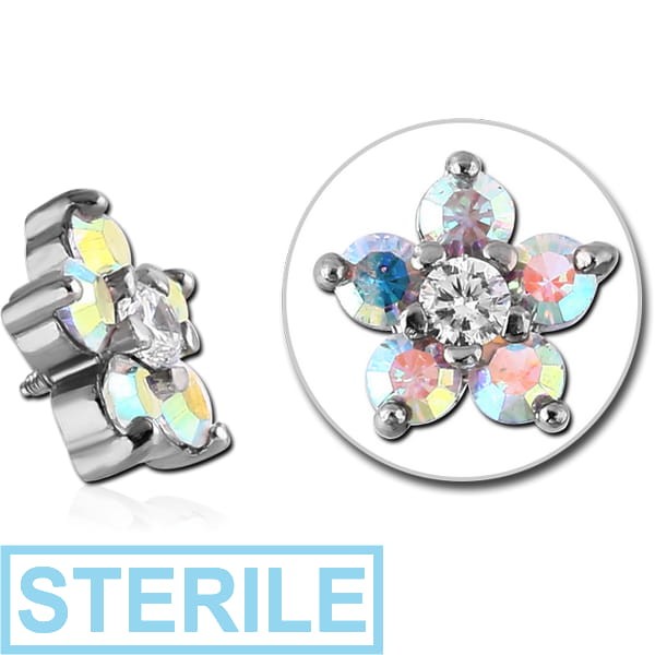 STERILE SURGICAL STEEL JEWELLED ATTACHMENT FOR 1.6MM INTERNALLY THREADED PINS - FLOWER