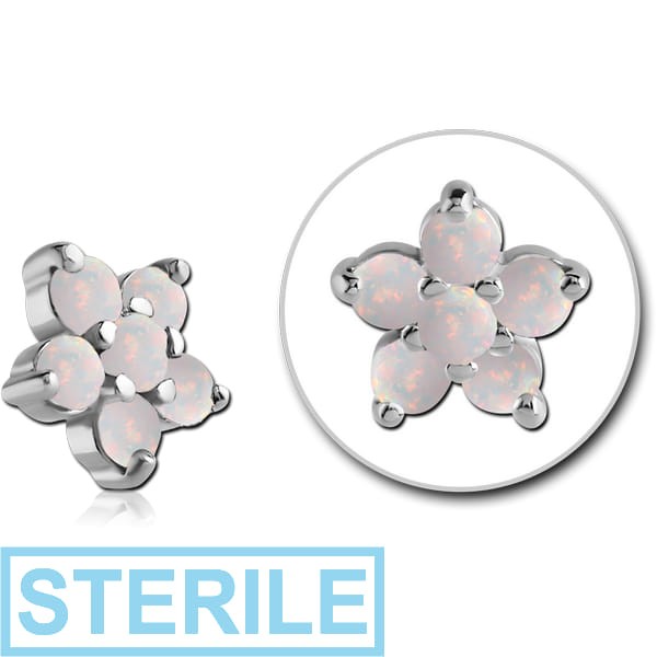 STERILE SURGICAL STEEL SYNTHETIC OPAL ATTACHMENT FOR 1.6MM INTERNALLY THREADED PINS - FLOWER