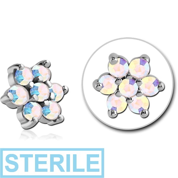 STERILE SURGICAL STEEL JEWELLED ATTACHMENT FOR 1.6MM INTERNALLY THREADED PINS - FLOWER
