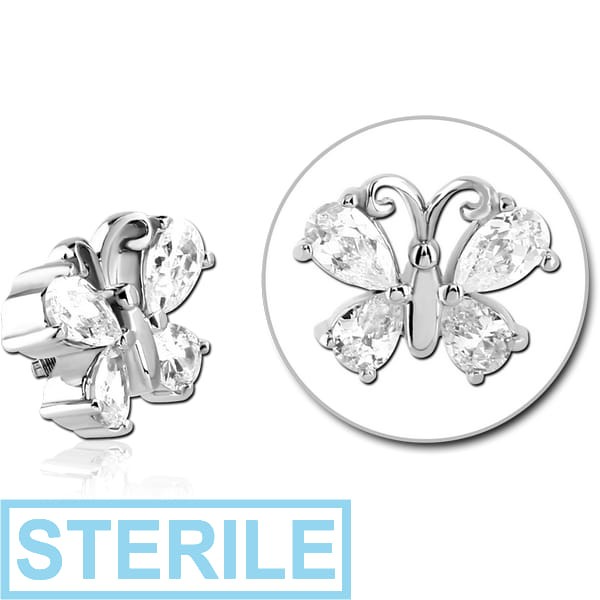 STERILE SURGICAL STEEL JEWELLED ATTACHMENT FOR 1.6MM INTERNALLY THREADED PINS - BUTTERFLY