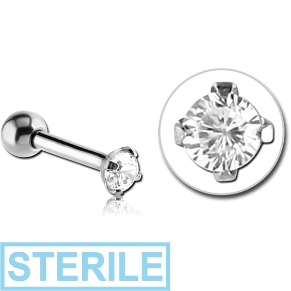 STERILE SURGICAL STEEL INTERNALLY THREADED JEWELLED MICRO BARBELL