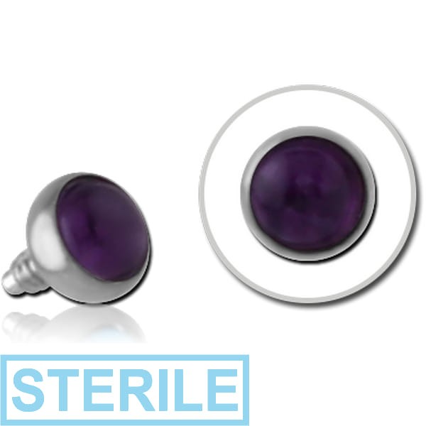 STERILE SURGICAL STEEL SEMI PRECIOUS CABOCHON DISC FOR 1.2MM INTERNALLY THREADED PINS