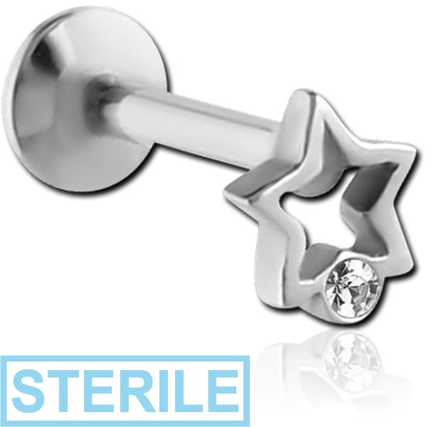 STERILE SURGICAL STEEL INTERNALLY THREADED JEWELLED MICRO LABRET