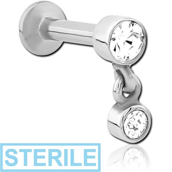 STERILE SURGICAL STEEL INTERNALLY THREADED JEWELLED MICRO LABRET