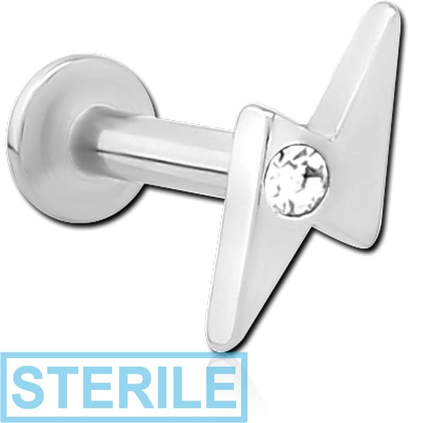 STERILE SURGICAL STEEL INTERNALLY THREADED JEWELLED MICRO LABRET