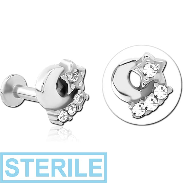 STERILE SURGICAL STEEL INTERNALLY THREADED JEWELLED MICRO LABRET