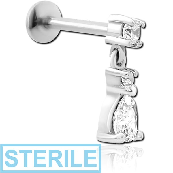 STERILE SURGICAL STEEL INTERNALLY THREADED JEWELLED MICRO LABRET