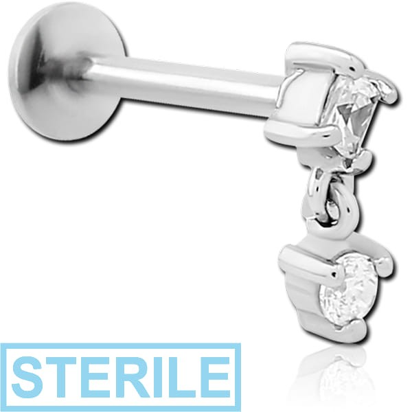 STERILE SURGICAL STEEL INTERNALLY THREADED JEWELLED MICRO LABRET