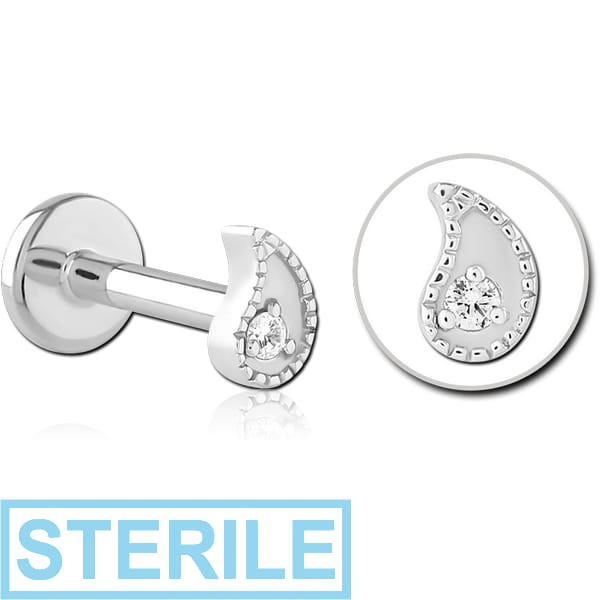STERILE SURGICAL STEEL INTERNALLY THREADED JEWELLED MICRO LABRET