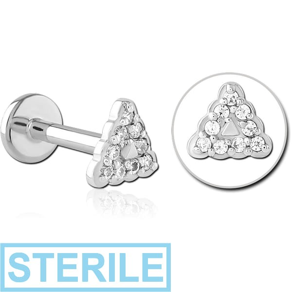STERILE SURGICAL STEEL INTERNALLY THREADED JEWELLED MICRO LABRET