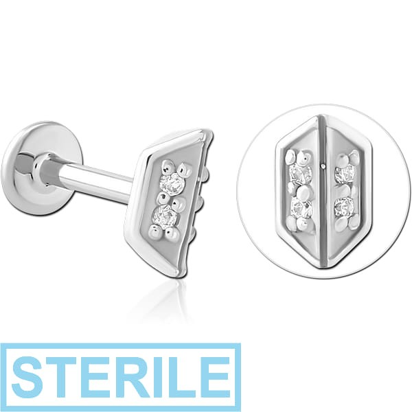 STERILE SURGICAL STEEL INTERNALLY THREADED JEWELLED MICRO LABRET
