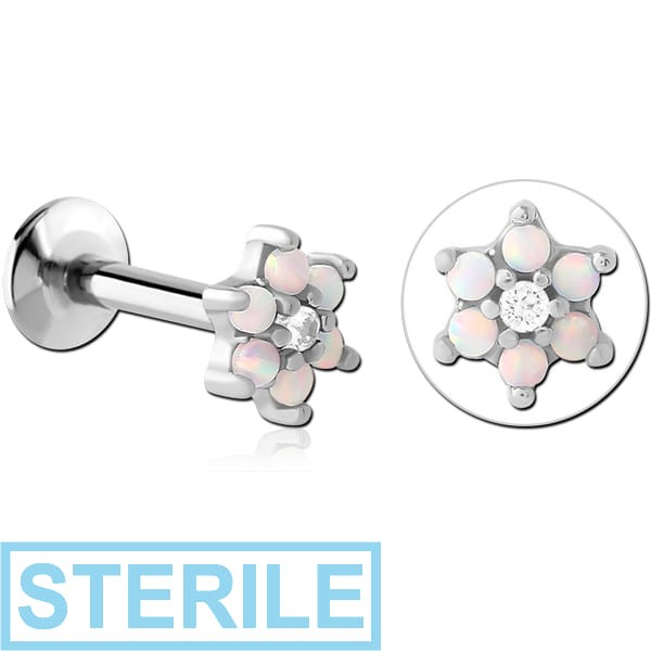 STERILE SURGICAL STEEL INTERNALLY THREADED MICRO LABRET SYNTHETIC OPAL
