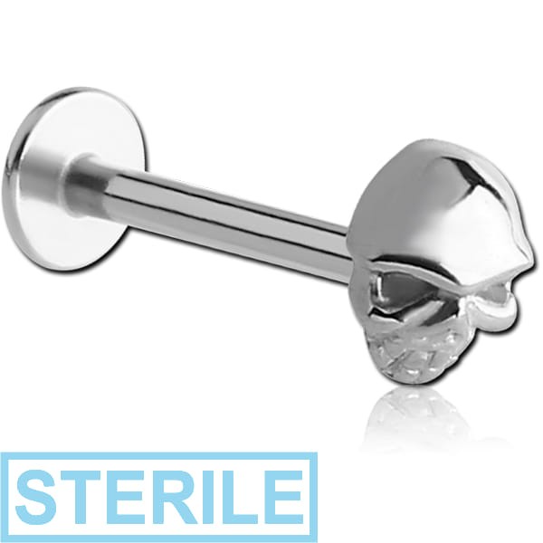 STERILE SURGICAL STEEL INTERNALLY THREADED MICRO LABRET WITH SKULL