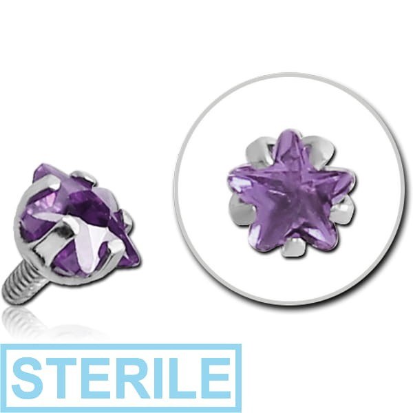 STERILE SURGICAL STEEL STAR PRONG SET JEWELLED FOR 1.2MM INTERNALLY THREADED PINS