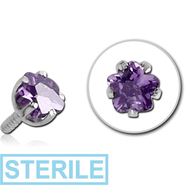 STERILE SURGICAL STEEL FLOWER PRONG SET JEWELLED FOR 1.2MM INTERNALLY THREADED PINS