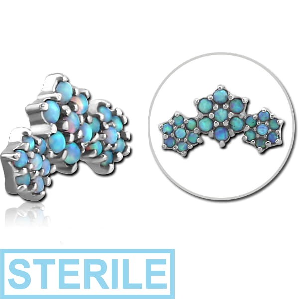 STERILE SURGICAL STEEL SYNTHETIC OPAL JEWELLED MICRO ATTACHMENT FOR 1.2MM INTERNALLY THREADED PINS - STARS