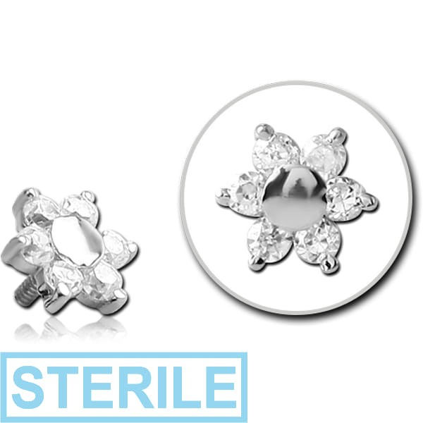 STERILE SURGICAL STEEL JEWELLED MICRO ATTACHMENT FOR 1.2MM INTERNALLY THREADED PINS - FLOWER