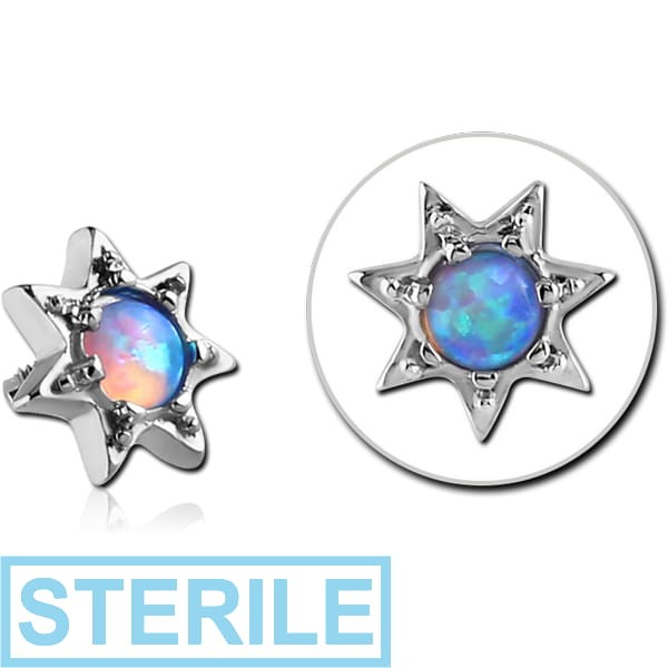 STERILE SURGICAL STEEL SYNTHETIC OPAL JEWELLED MICRO ATTACHMENT FOR 1.2MM INTERNALLY THREADED PINS - FLOWER