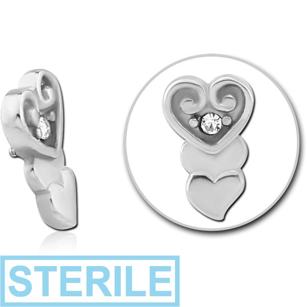 STERILE SURGICAL STEEL JEWELLED MICRO ATTACHMENT FOR 1.2MM INTERNALLY THREADED PINS - HEART