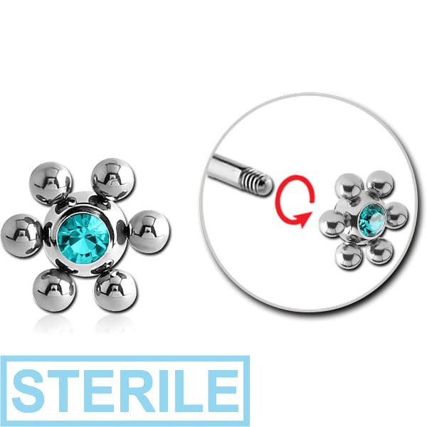 STERILE SURGICAL STEEL SWAROVSKI CRYSTAL JEWELLED FLOWER BALL