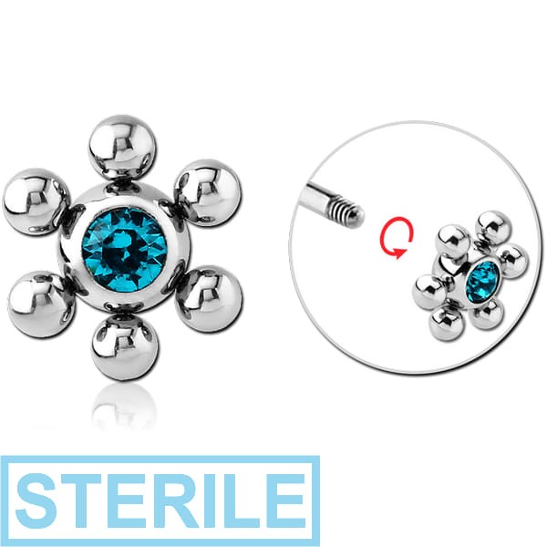 STERILE SURGICAL STEEL SWAROVSKI CRYSTAL JEWELLED FLOWER BALL