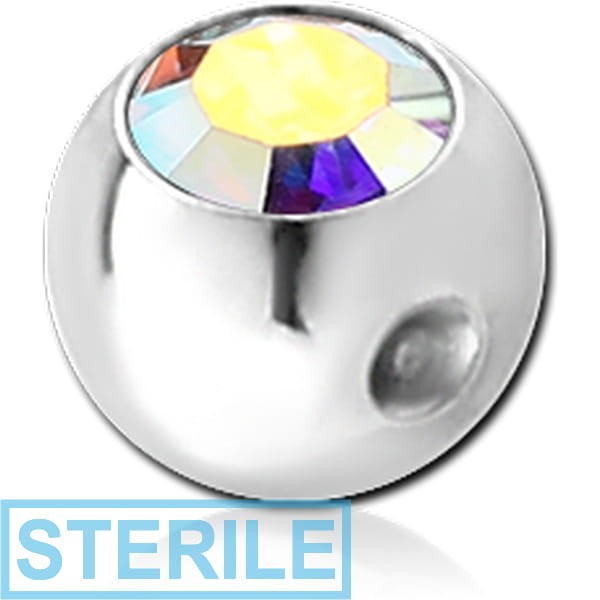 STERILE SURGICAL STEEL OPTIMA CRYSTAL JEWELLED BALL FOR BALL CLOSURE RING