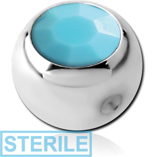 STERILE SURGICAL STEEL NEON ACRYLIC STONE JEWELLED BALL FOR BALL CLOSURE RING
