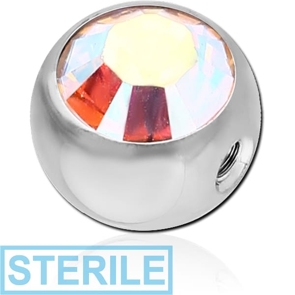 STERILE SURGICAL STEEL DOUBLE SIDE THREADED SWAROVSKI CRYSTAL JEWELLED BALL